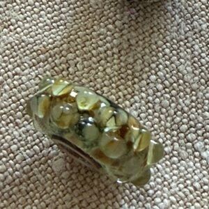 Trollbead murano bubble bead yellow and  green bead